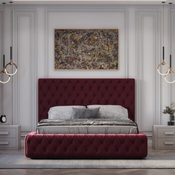 Platinum Upholstered Bed Burgundy