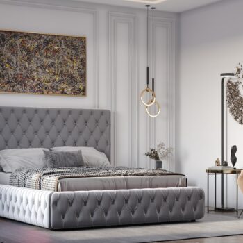 Platinum Upholstered Bed Grey
